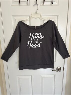 Kinda Hippie Kinda Hood Graphic Sweatshirt - Dark Gray